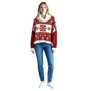 CHRISTMAS SWEATER Women’s Yet Again Red and White Snowflake Sweater